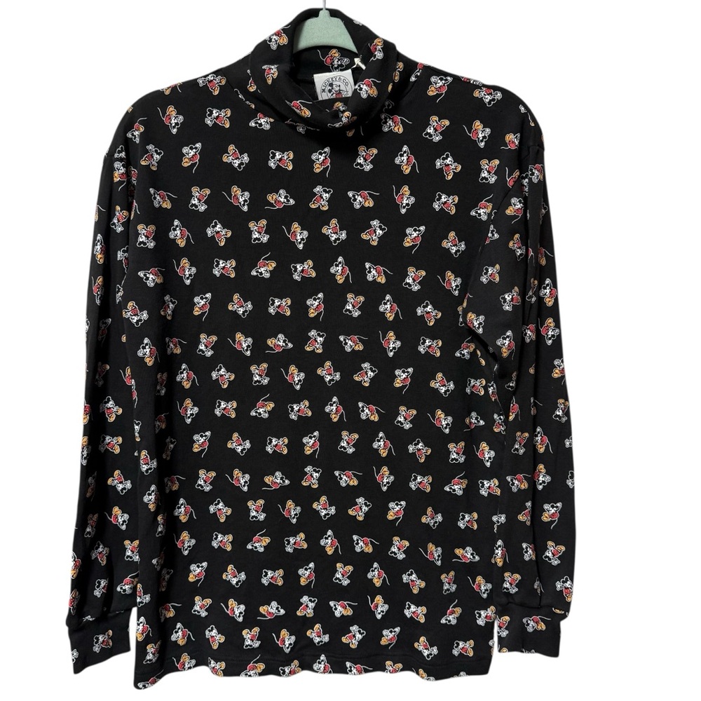 Vtg Mickey & Co Turtle Neck w/ All Over Mickey Mouse Print Sz Small